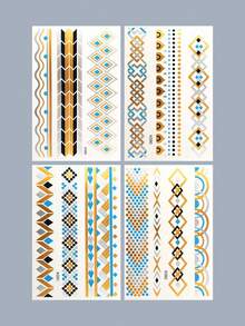 4 Sheet Tattoo Sticker Temporary Tatoos Bronzing Tatoo Gold Silver Arm Body Attoo Cool Bracelet Summer Gir Dlv Golden Fashion Tattoos Ling Sticker - Multicolor - View 10