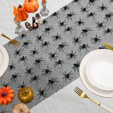 1PC Halloween Mesh Gold Foil Table Runner, Spider And Bat Pattern Halloween Tabletop Decoration, Halloween Theme Holiday And Party Table Decor - Multicolor - View 11