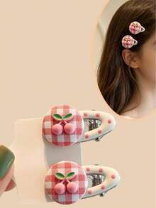 4 pièces - Pinces à cheveux cerise mignonnes, pinces à cheveux à pois roses, pinces à cheveux simples et uniques de petite taille, accessoires pour cheveux de filles -- Cadeau idéal pour un usage quotidien. - Multicolore - Voir 1