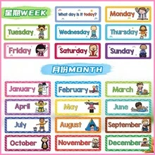 Lachilly 8/16pcs Weather, Day Of The Week, Month And Season Learning Cards Set, Montessori Children Education Flash Cards, Classroom Wall Decor Teaching Supplies - Multicolor - View 9