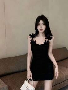 Women Midi Dresses - Black - View 1