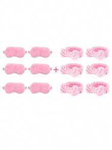 12pcs Pink Spa Pajama Party Supplies - Sleep Mask And Bow Headband, Suitable For Pajama Party Gifts, Hair Accessory Set - Pink - View 6