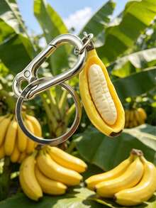 1pc 3D Half-Peeled Banana Keychain, Novel Fruit Pendant, Suitable For Backpacks And Wallets, Cute Japanese Style Food Charm, Unique Gift For Students, Couples, And Best Friends - Multicolor - View 7