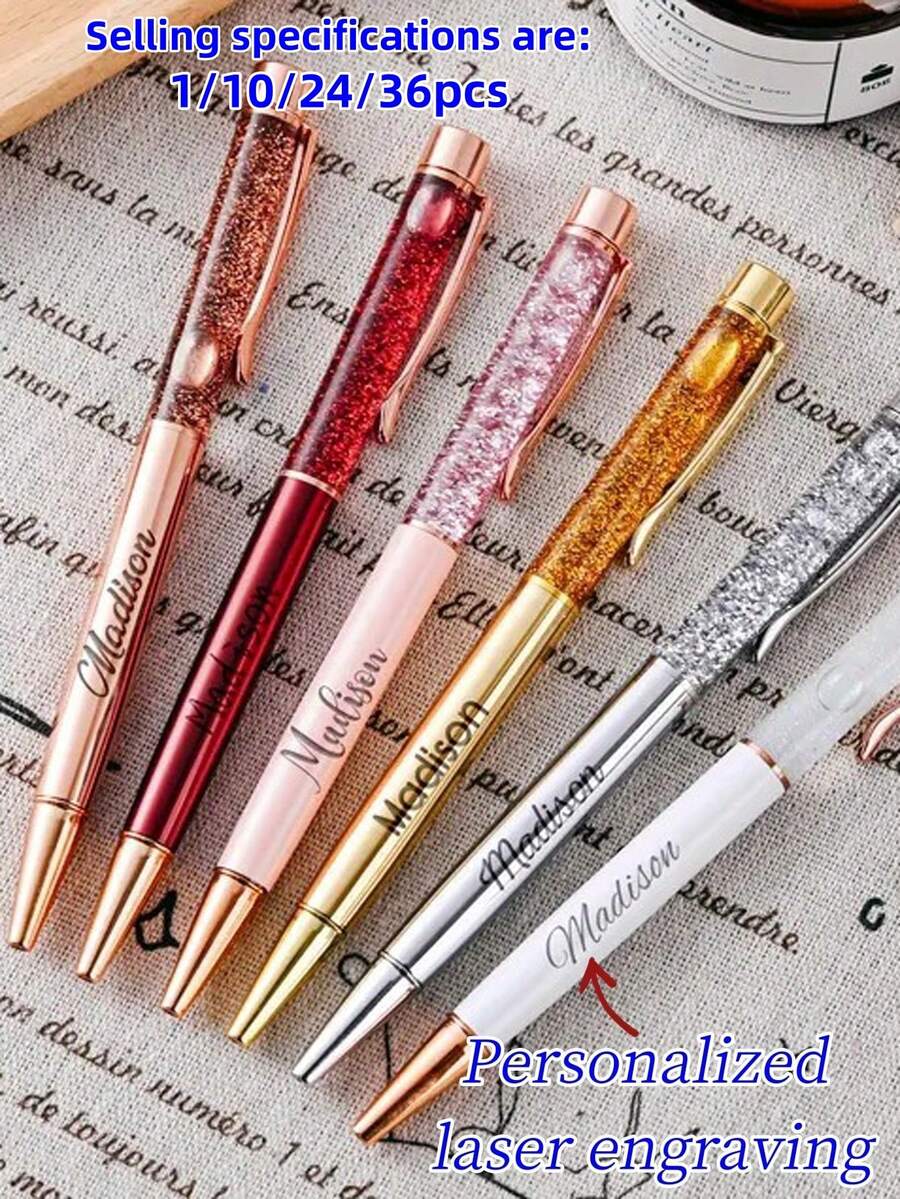 1/10/24/36支個性化刻字亮粉筆、客製化流沙圓珠筆,女性文具禮品,辦公配件,書寫工具,返校季,多功能,裝飾性,商務/工作/辦公,辦公用品 - 彩色 - 查看 1