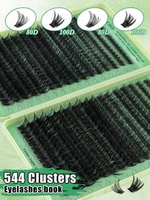 CMAYOME 544/608/640簇 8-16mm 薄款柔軟假睫毛，羽毛感簇狀睫毛，動漫風長眼尾接睫毛，附配套膠水、封口液、鑷子與刷子，適用日常眼妝、初學者、攝影、節慶與通勤 - 彩色 - 查看 5