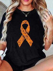 para Mujer Print Camiseta - Once In A While Someone Amazing Comes Along And Here I Am Casual Round Neck Mangas Cortas Tee For Urban Streetwear, All-Season Comfort Fit
-Black - Negro - Ver 2