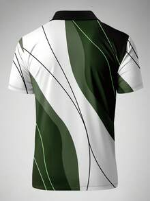 Men's Business/Casual Short Sleeve Letter Print Polo Shirt, Suitable For Daily Wear, Spring/Summer - Green - View 6