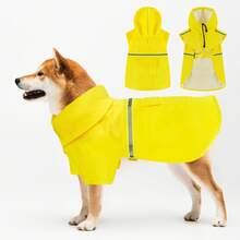 Dog Raincoat Adjustable Pet Water Proof Clothes Lightweight Rain Jacket Poncho Hoodies With Strip Reflective - Yellow - View 11