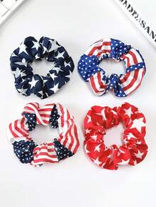 1pc Independence Day Style American Flag & Star Pattern Hair Scrunchie, Fashionable Personalized Gift Suitable For Daily Wear, Perfect For Party And Holiday, Versatile Accessory For Women Casual And Vacation,Festival,Birthday - Multicolor - View 10