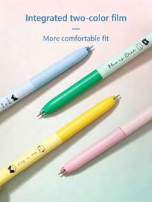 1pc/4pcs Pressable Wiggling Tail Cat Neutral Pen, 3D Cartoon Cat Head Clickable Black Ink Pen, Quick-Dry Smooth Writing Student Office Stationery, Student Girl Stationery Gift, Smooth Writing Student Office Stationery, Suitable For Office And Study, Birthday Gift For Friends - Cartoon - View 4