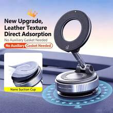 Soporte para teléfono de coche plegable 360°, montura magnética para salpicadero con base de succión al vacío, soporte de navegación ajustable compatible con iPhone y dispositivos MagSafe, accesorio compacto para coche - 1 pieza - Ver 3