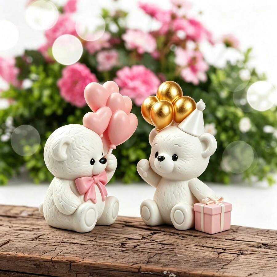 Cubulo 2件組 3D可愛熊矽膠翻模模具套組,柔軟不沾模具,適用樹脂、蠟、石膏,適合DIY蠟燭與手工皂製作,易脫模可重複使用,適合夏季、情人節、生日,室內居家裝飾手工禮物 - 套裝 - 查看 1
