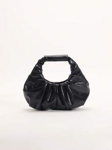 SCULPTEDSTYLE BAGS 1件裝 黑白配色波點印花雲朵包 時尚褶皺設計抓皺包 極簡拼接優雅女款手提包 適合日常通勤、購物、約會、下午茶 - 黑色 - 查看 4