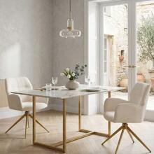 Swivel Dining Chair (Set Of 2) Armchair With Metal Legs, Leisure Chair, Velvet-Like Fabric - White - View 8