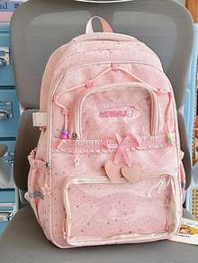 Star Pattern Ita Bag Backpack, Transparent Layer Student Backpack, Japanese Sweet Style Commuter Bag - Multicolor - View 16