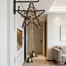 1pc Star-Shaped Wind Chime, Indoor/Outdoor Decorative Hanging Ornament, Room Decor Wind Chime With Star-Shaped Vine Hoop And Bronze Bell, Perfect For Door, Garden And Wall Decoration | No Power Needed, Holiday Atmosphere Decor, Ideal Holiday Gift - A - View 3