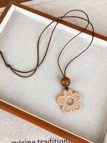 1pc Vintage New Chinese Woven Long Necklace For Women, High-End Bohemian Accessory To Match Clothing, Old Money Style - Necklace - View 8