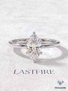 1 pièce Bague en Moissanite 2 carats à Taille Marquise 6 Griffes en Argent Sterling 925 Élégante et Luxueuse Cadeau de Fiançailles Mariage Anniversaire Bijoux de Mariée - Bague en moissanite marquise - 2 carats - Voir 5