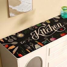 1 pieza, Decoración del hogar, Estampado de patrón de utensilios de cocina, Alfombra de cocina de lino, Alfombra de cocina, Alfombra de piso, Alfombra de baño, Felpudo, Impresión 3D rectangular, Adecuado para sala de estar, dormitorio, pasillo, baño, lavandería - Alfombra de poliéster, Adecuado para decoración del hogar interior y exterior - Multicolor - Ver 6