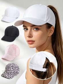 1pc High Ponytail Baseball Cap, Summer Open Top Back Opening Ponytail Hat, Versatile Sun Protection Cap, Multiple Colors Available - Ponytail Baseball Cap - View 12