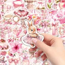 50pcs Gentle Sweet Fresh Pink Fairy Tale Cute Sweet Girl Romantic Atmosphere Decorative Glass Desktop Stickers - Pink Fairy Tale - 2014 - View 7
