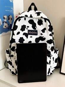 1 pièce Sac à dos personnalisé de retour à l'école, mode vintage, grande capacité, imprimé zèbre, léopard, vache, fermeture éclair, matériau nylon, bretelles réglables, poignée de transport, convient pour l'école, les déplacements, les courses, les voyages en plein air, l'utilisation quotidienne. Cadeau d'anniversaire. - Multicolore - Voir 3