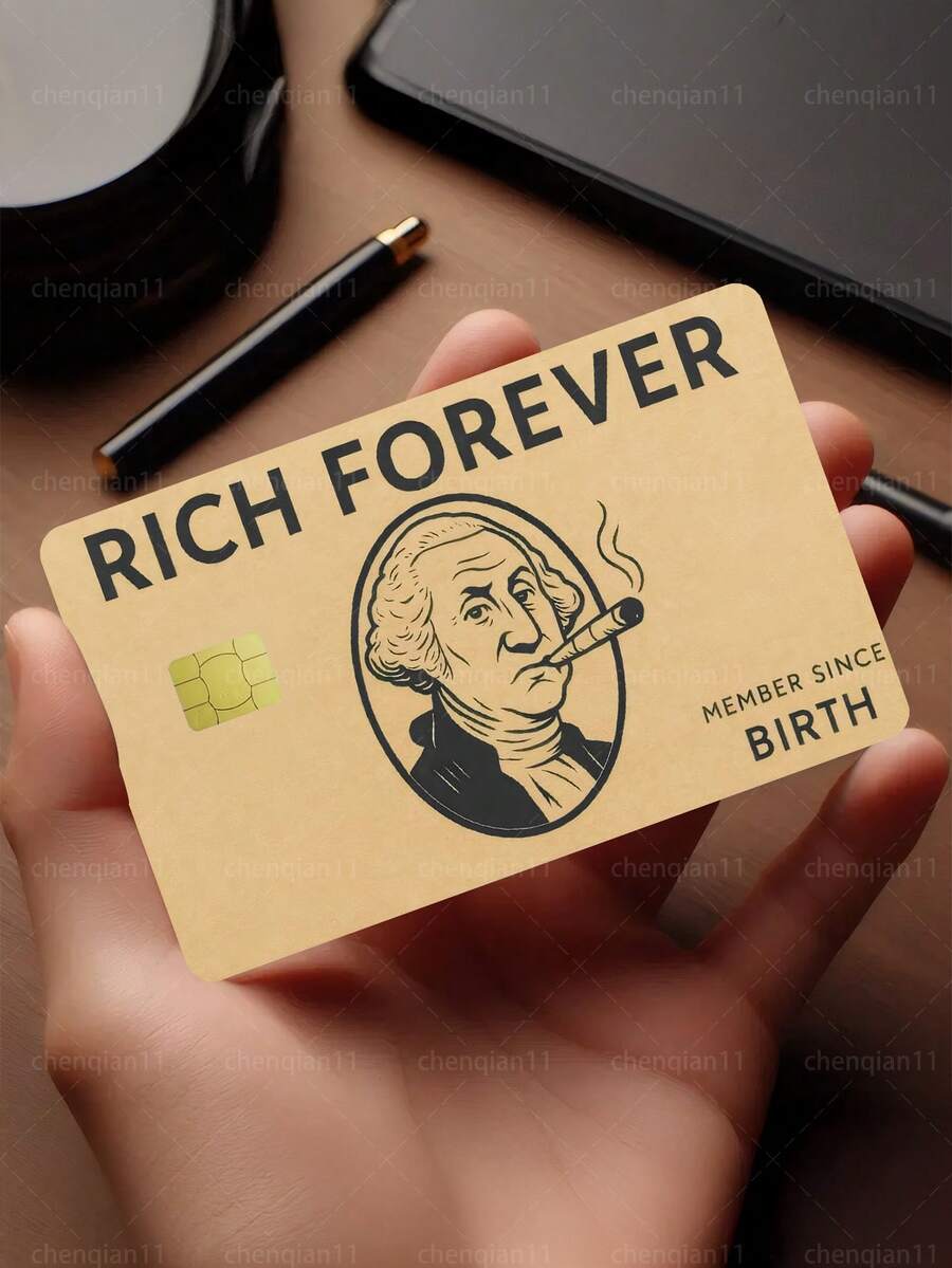 1 قطعة ملصق بطاقة ائتمان Always Rich لحماية الخصوصية، غلاف بطاقة من مادة PVC مقاوم للبصمات والخدش والتآكل، هدية عيد ميلاد لحفلة نخبة وول ستريت، مناسب للرجال والنساء والأزواج، لبطاقات الشريحة الصغيرة وبطاقات بنك Baidofu، ملصق ديكور لبطاقة الائتمان وبطاقة النقل وبطاقة الطالب الجامعية، DIY مخصص - النوع أ - مشاهدة 1
