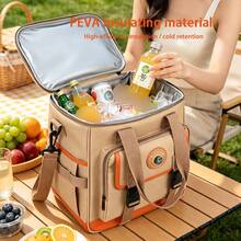 1 New Stylish Color-Blocked Large-Capacity 15.5L Insulated Picnic Cooler, Outdoor Compass Camping Bag - Multicolor - View 7