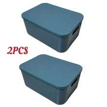 1pc Solid Color Multi-Function Storage Box With Lid, Suitable For Office, Home And Bathroom Organization, Snack Toy Supplies Storage Box - Multicolor - View 7