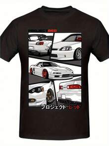 Project Red Pattern Black T Shirt,Features:Open In A New Tab E Pen. - 黑色 - 查看 1