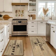 1pc, Home Decor, Farm Pattern Print, Linen Kitchen Rug, Kitchen Mat, Floor Mat, Bathroom Mat, Door Mat, 3D Print Rectangular, Suitable For Living Room, Bedroom, Hallway, Bathroom, Laundry Room - Polyester Rug, Suitable For Indoor And Outdoor Home Decoration - Multicolor - View 3