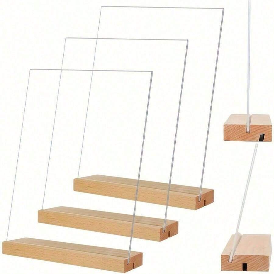 Dudukan Standar A4/A5/A6 Berbentuk L/T yang Dapat Diatur dengan Alas, Cocok untuk Tampilan Vertikal/Miring, Sempurna untuk Pernikahan, Menggabungkan Desain yang Elegan dan Struktur yang Kokoh, Dudukan Meja, Papan Nama Restoran, Desain Ramping, Dudukan Modern, Bahan PC Premium - MultiWarna - View 1
