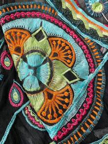 1pc Women's All-Over Print Knit Fabric Ruffle Hem Thin Cardigan, Suitable For Vacation, Beach, Daily Wear, Country Music Concert, Spring/Summer - Multicolor - View 6