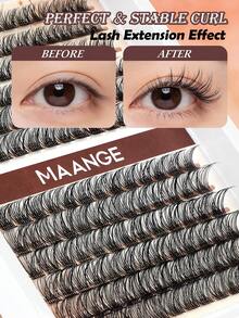 MAANGE 156簇蓬鬆自然假睫毛，混長度動漫風細睫毛簇，豐盈單根睫毛接睫毛，適合居家使用，打造蓬鬆自然妝容，DIY居家美容，大容量單根睫毛冊，適合初學者、新手及化妝師，適合女性旅行、派對、工作場合 - D - 查看 10