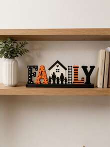1pc Autumn Wooden Desktop Decor Sign, Pumpkin Silhouette FAMILY Letter Block Decoration, Thanksgiving Farmhouse Style Tiered Tray Decor, Harvest Wooden Hanging Sign, Suitable For Kitchen, Fireplace Mantel And Living Room, Home Decor, Autumn Decoration - B - View 8