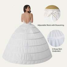 1 buah rok dalam gaun pengantin putih model A-line dengan 6 lingkaran, rok mengembang dengan penyangga dan pinggang elastis, cocok untuk pernikahan, pesta dansa, cosplay, dan acara formal. - MultiWarna - View 7