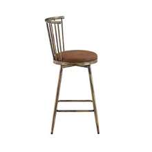 Modern Windsor-Style Metal Bar Stool With Padded Seat, Ideal For Kitchen Islands, Bars, And Restaurants; Industrial-Style Bar Stool At Bar Height; Vintage And Minimalist Style - Brown 1 - View 7