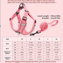 Lightweight Breathable New Pet Dog Leash Set, With Reflective Adjustable Harness And Dog Chest Strap, Suitable For French Bulldog Outdoor Walking, Leash And Collar Set, Soft Breathable Mesh Material, Suitable For Small/Medium Pets, All Season Use - Multicolor - View 2