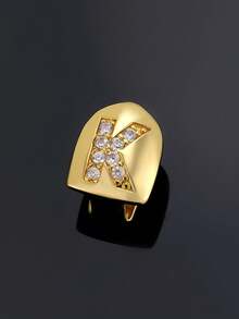 1pc Letter Zirconia Gold Tooth Cap Hip Hop Single Tooth Grill Personalized Versatile Side Tooth Decor Suitable For Men And Women - 26-letter Tooth Ornament - View 28