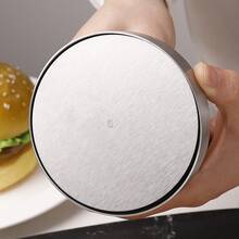 1 Molde para hamburguesa, una presión para formar, artefacto de desayuno rápido, prensa de carne de acero inoxidable 430, antiadherente y fácil de limpiar, herramienta de horneado de cocina, uso doméstico y comercial - Plateado - Ver 6