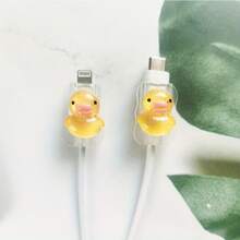 Charming Duck Soft USB Cable Protector - Data Cable Protection Sleeve For Phone Accessories - Durable, Anti-Break, Exquisite Design - Yellow - View 5