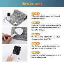 Hailicare 10-Level Temperature Control, 4-Timer Setting Electric Heating Pad, Suitable For Hand, Back, Leg, Shoulder, Neck Pain Relief, Warm In Winter - UK Plug(220-240V) - View 11