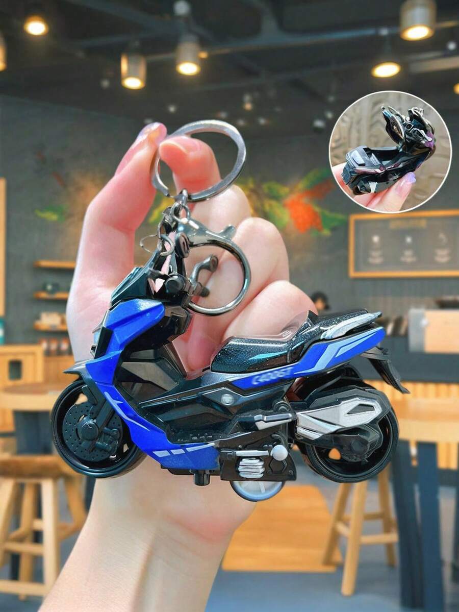 1個時尚酷感逼真摩托車造型鑰匙圈，滑動設計，適用於汽車鑰匙、包包吊飾、情侶包包吊飾、節日派對、返校季、女性鑰匙圈、背包鑰匙圈、萬聖節配件、教師節、聖誕禮物靈感、包包配件、附身分證套掛繩、汽車配件，送給朋友或姐妹的禮物