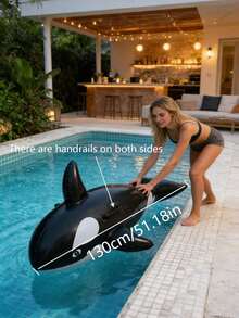 Flotador inflable de ballena negra para montar, flotador inflable de ballena negra para agua, flotador inflable de orca para piscina, flotador inflable de tabla de surf de ballena negra de PVC, adecuado para entretenimiento familiar de adultos, ocio al aire libre, fiesta de verano, playa, lago - multicolor - Ver 2
