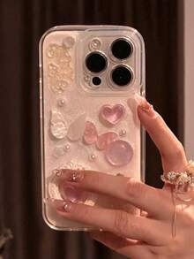 可愛環氧樹脂 3D 蝴蝶愛心手機殼，適用於 iPhone 17 16 15 14 13 12 Pro Max Plus 11，奢華可愛鏡頭保護後蓋 - 愛心蝴蝶+掛件 - 查看 6