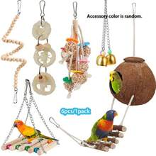 Juego de juguetes para masticar para loros - Juego de múltiples piezas / Juego de combinación - Juguetes para desgarrar para aves con materiales naturales - Multicolor - Ver 12