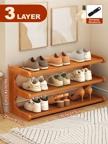 Free Standing Shoe Rack, Bamboo Shoe Storage Organizer, Stable Shoe Organizer With Removable Shelves, Shoe Holder, Space-Saving Shoe Shelf For Entryway, Living Room, Bedroom, Closet Organizers And Storage, Cabinet Organizer (3 Tier/5 Tier/6 Tier) - 棕色 - 查看 12