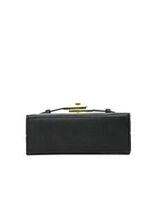 Dedoo Tas Tangan Wanita Kulit PU Motif Leci, Perangkat Keras Emas, Ringan, Modis, Gaya Sehari-hari Kelas Atas (Dengan Tas Hadiah) - Hitam - View 5