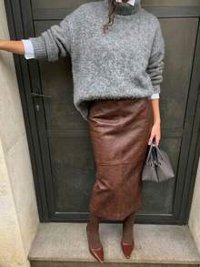 Women's Luxury Wool Blend Knit Sweater, Soft & Warm High Neck Loose Fit, Suitable For Commuting, Inner Layer Or Outerwear In Autumn/Winter - Grey - View 3