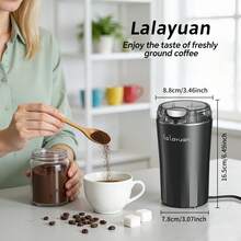 Lalayuan 1pc 110v Portable Household Stainless Steel Electric Dry Food Salt & Pepper Grinder With Over-Heat Protection & Lid-Pin Locking, 80g Large Capacity, 304 Stainless Steel Double Blades & Grinding Bowl For Fresh Coffee Grinding - US A Type Plug(110-127V) - View 2